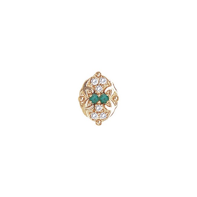 14 Karat Gold Slide with Emerald center and Diamond accents