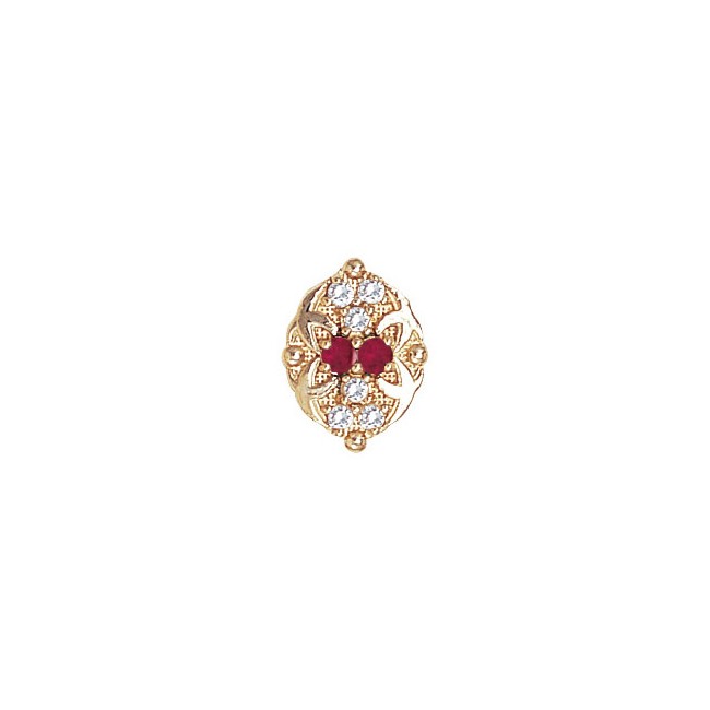 14 Karat Gold Slide with Ruby center and Diamond accents