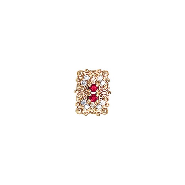 14 Karat Gold Slide with Ruby center and Diamond accents