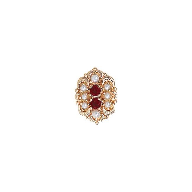 14 Karat Gold Slide with Garnet center and Pearl and Pearl accents