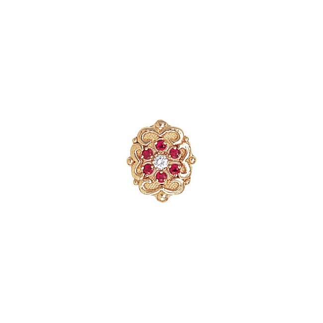 14 Karat Gold Slide with Diamond center and Ruby accents