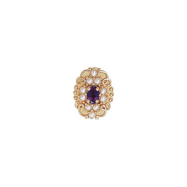 14 Karat Gold Slide with Amethyst center and Pearl and Pearl accents