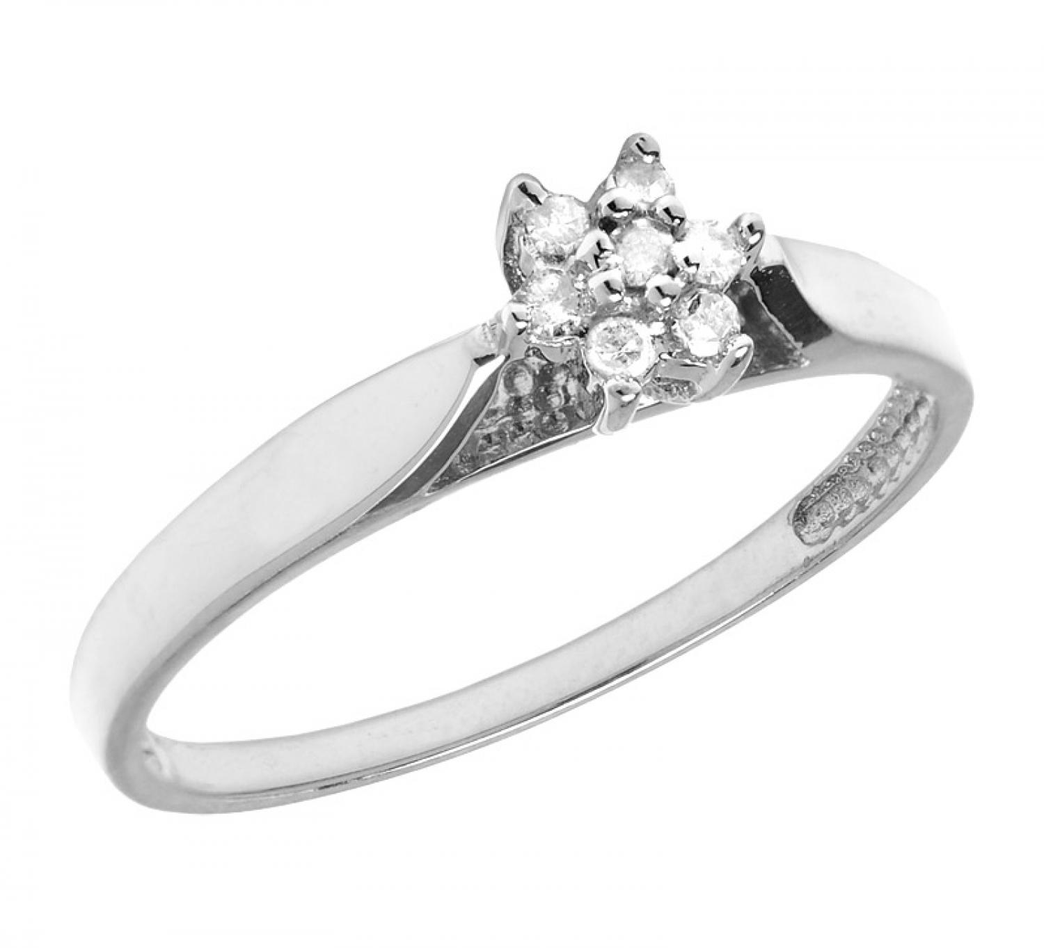 10K White Gold Diamond Cluster Ring