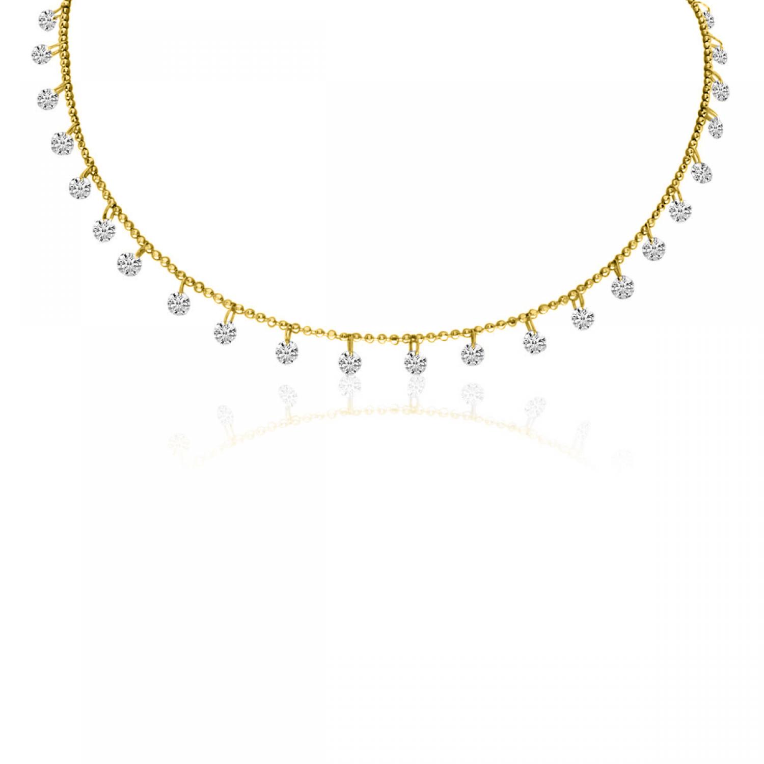 14K Yellow Gold Dashing Diamonds 24 Diamond 1.20 Ct 15 inch Necklace