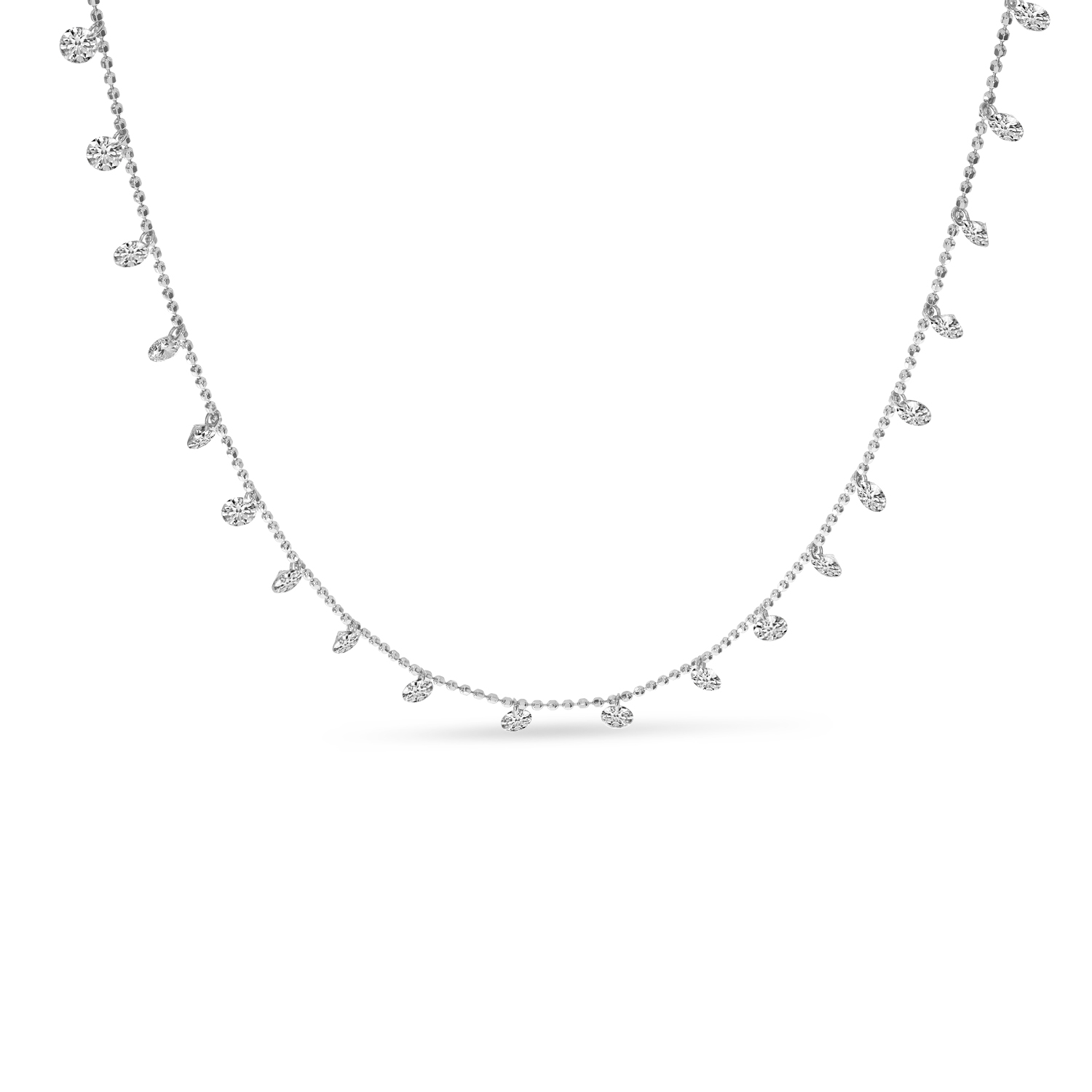 14K White Gold 22 Diamond Cleopatra Dashing Diamond 18 inch necklace 1.76ct