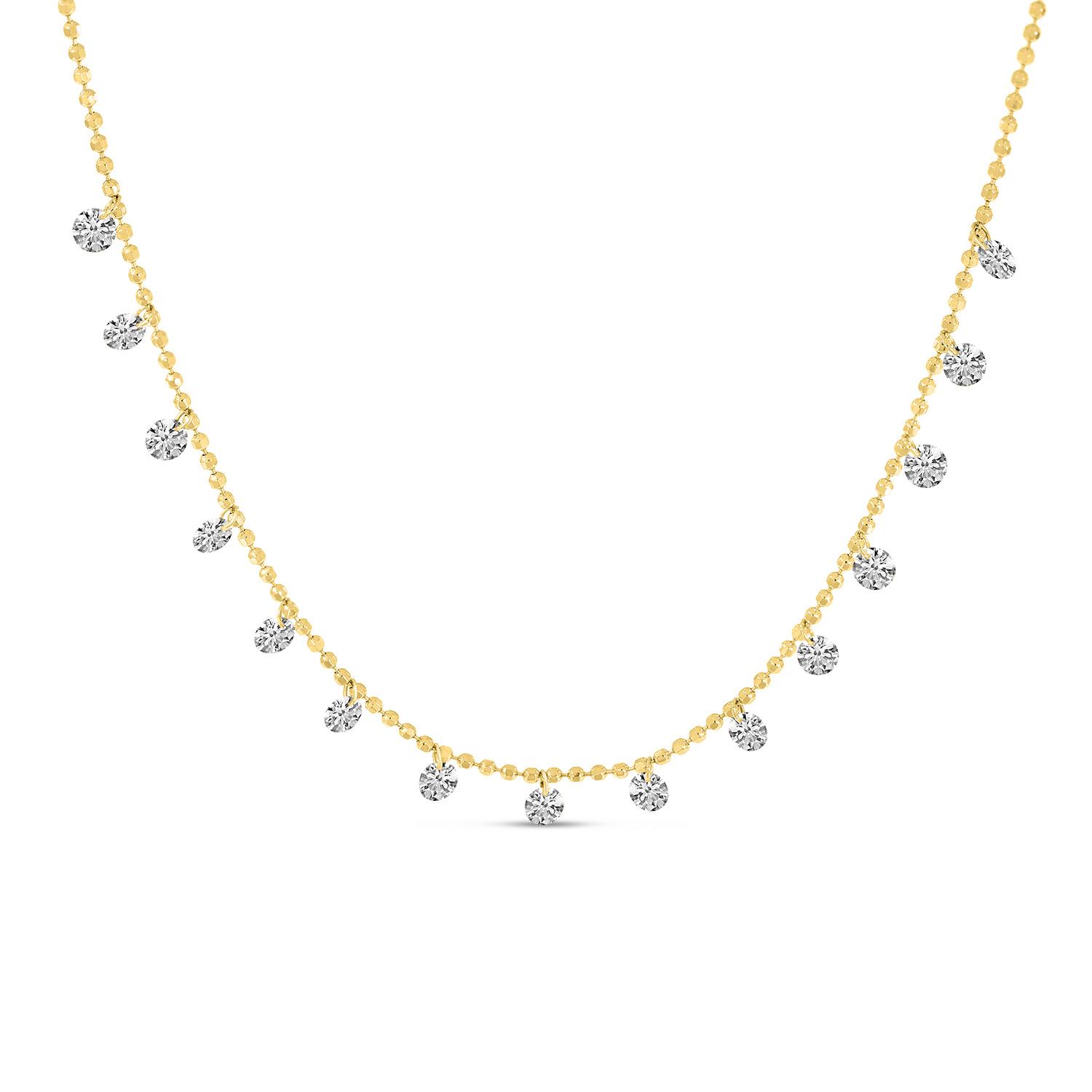 14K Yellow Gold Dashing Diamonds 15 Diamond 0.75 ct 18 inch Necklace