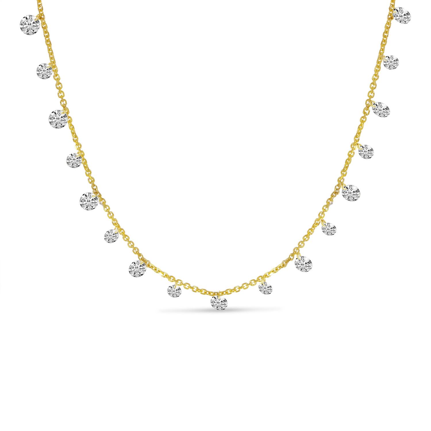 14K Yellow Gold Dashing Diamonds Half Cleopatra 1.99 Ct 18 inch Necklace