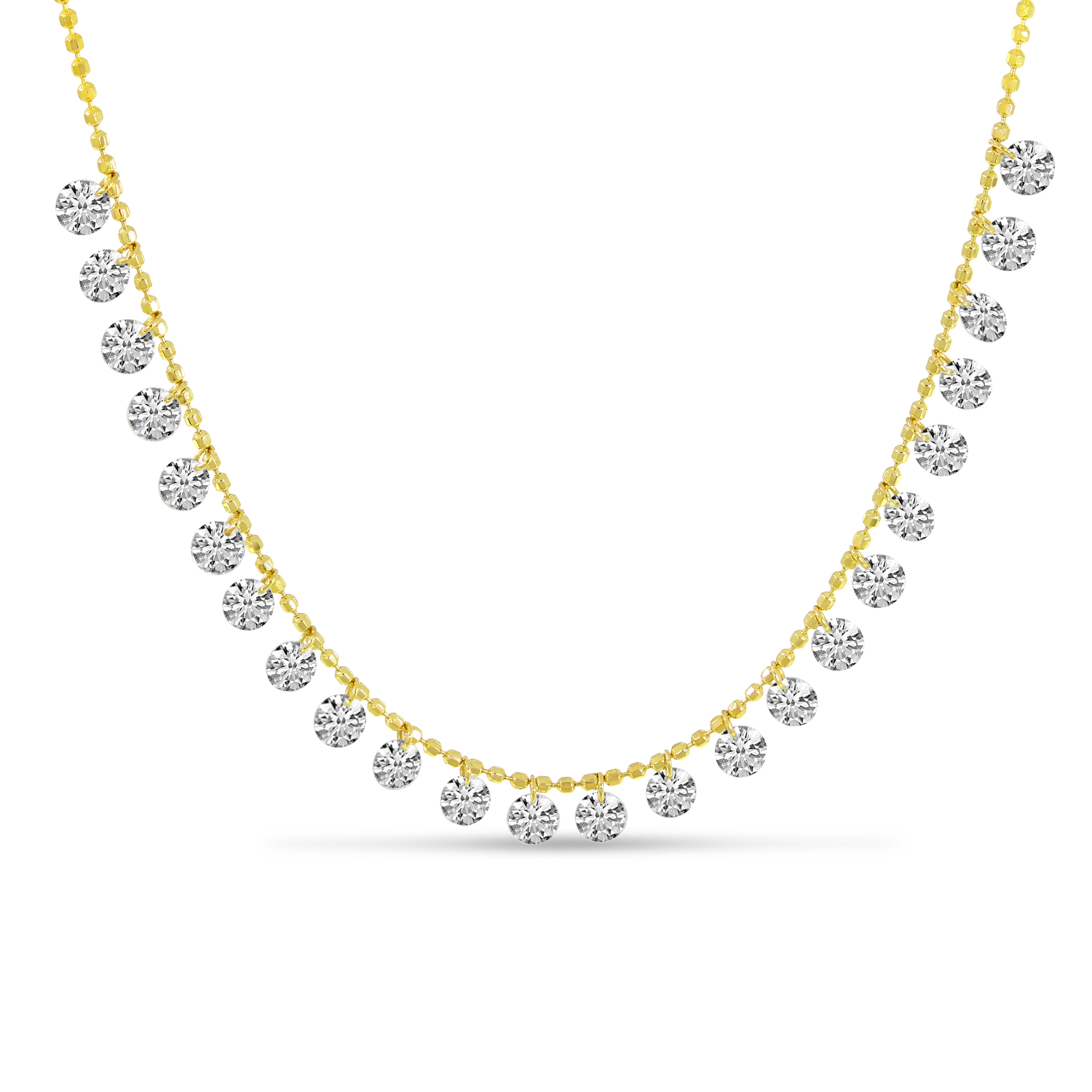 14K Yellow Gold Dashing Diamonds Half Cleopatra 18 inch Necklace
