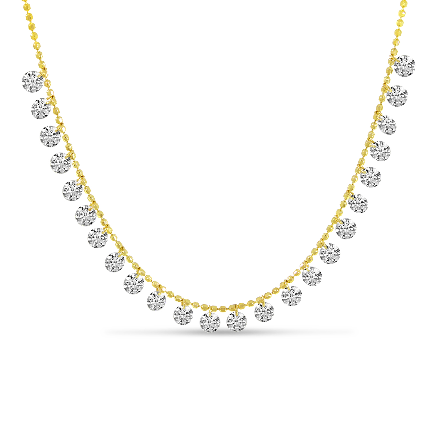 14K Yellow Gold Dashing Diamonds Half Cleopatra Necklace