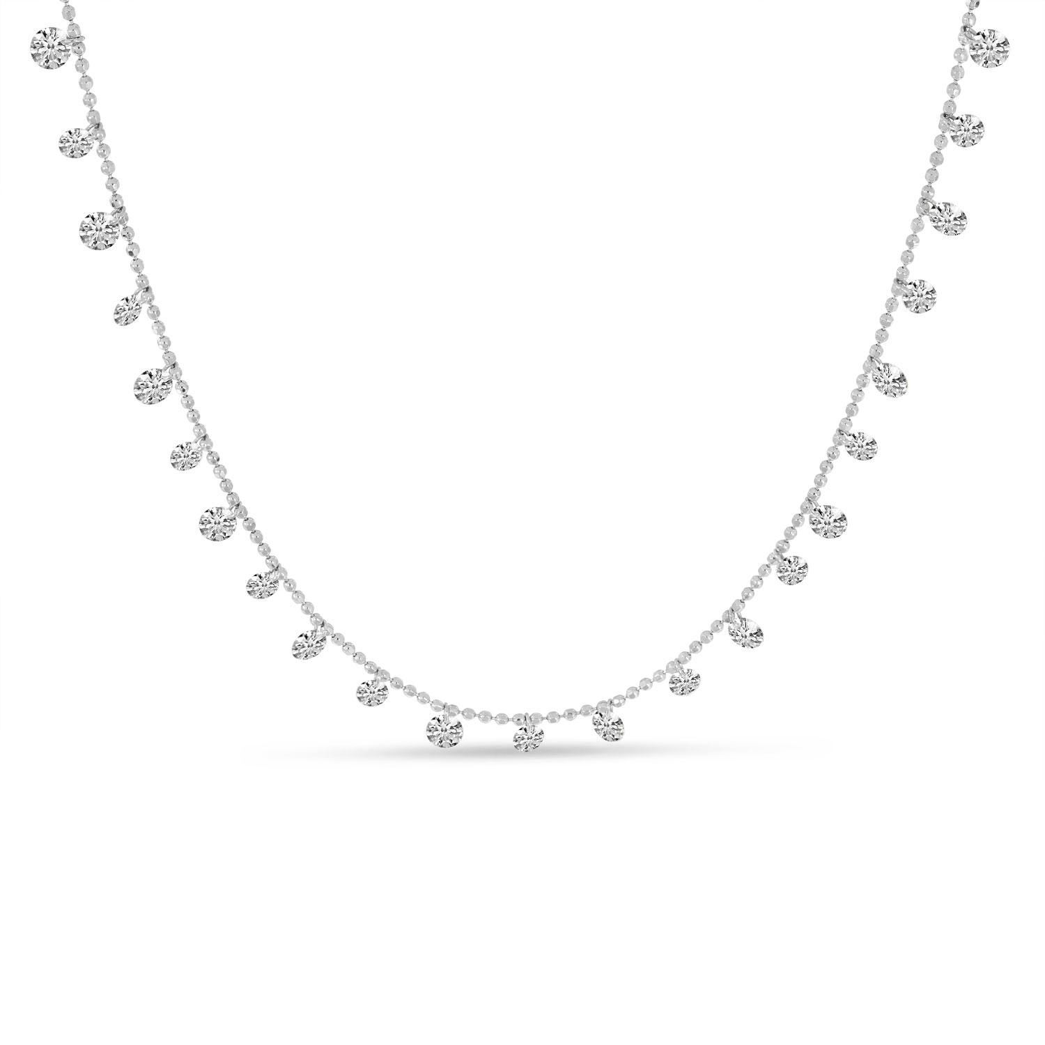 14K White Gold Dashing Diamonds 23 Diamond 1.51 Ct 18 inch Necklace