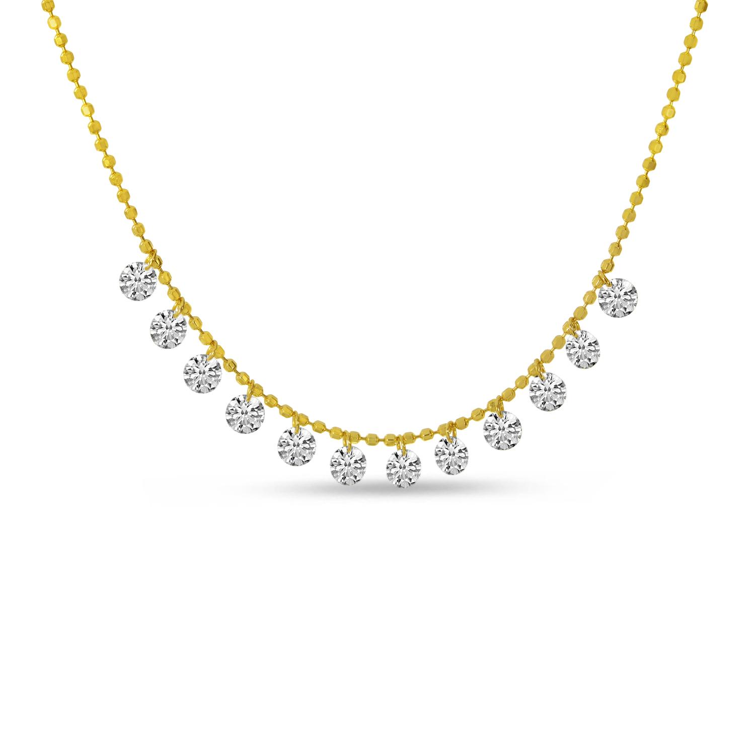 14K Yellow Gold Dashing Diamonds Half Cleopatra Necklace