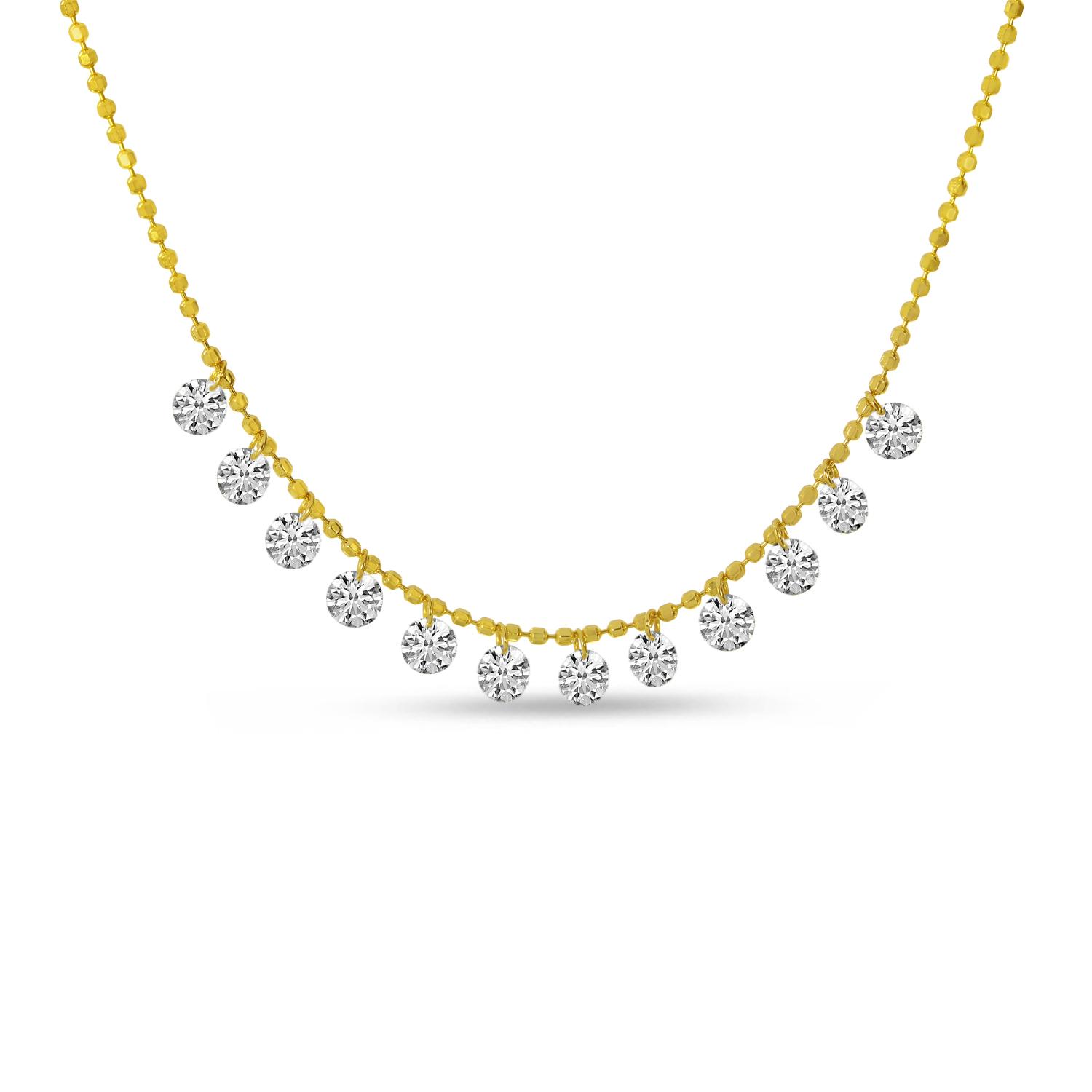 14K Yellow Gold Dashing Diamonds Half Cleopatra Necklace