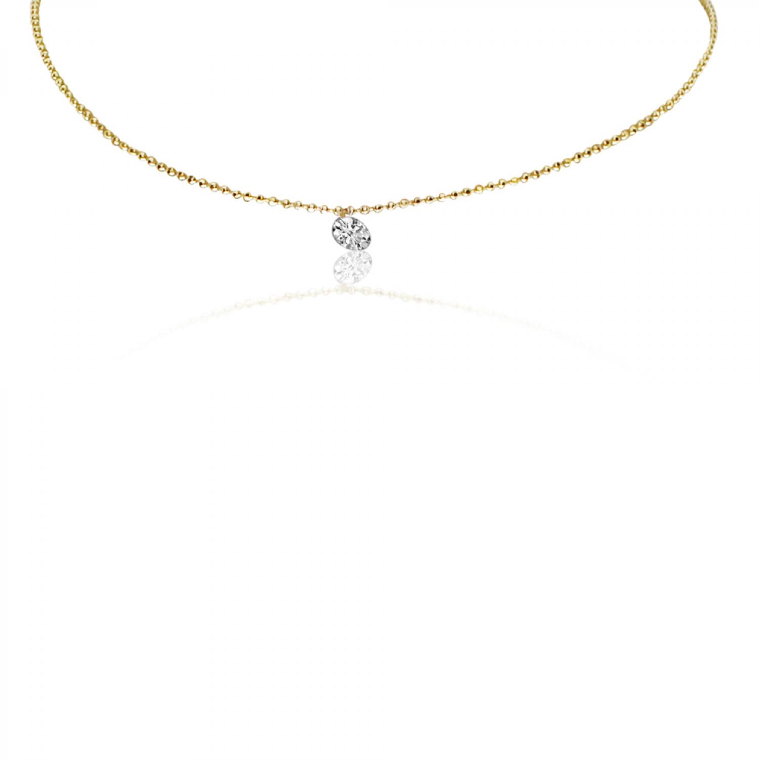 14K Yellow Gold Single Pierced Diamond Dashing Diamond Necklace