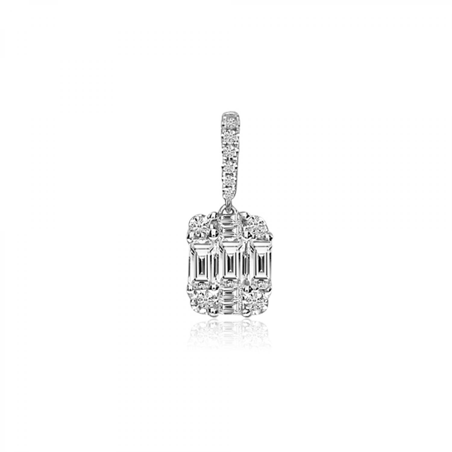 14K White Gold Diamond Baguette Illusion Pendant