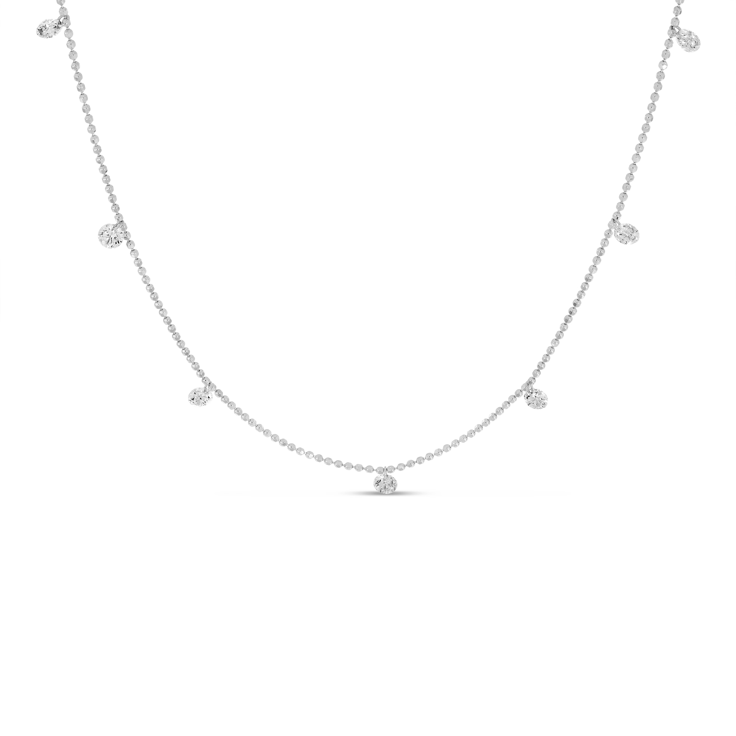 14K White Gold Diamond By the Yard .90 Ct Dashing Diamond 18 inch Necklace