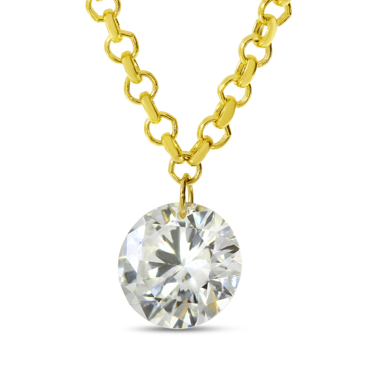 14K Yellow Gold Dashing Diamond Single Pierced Cable Necklace