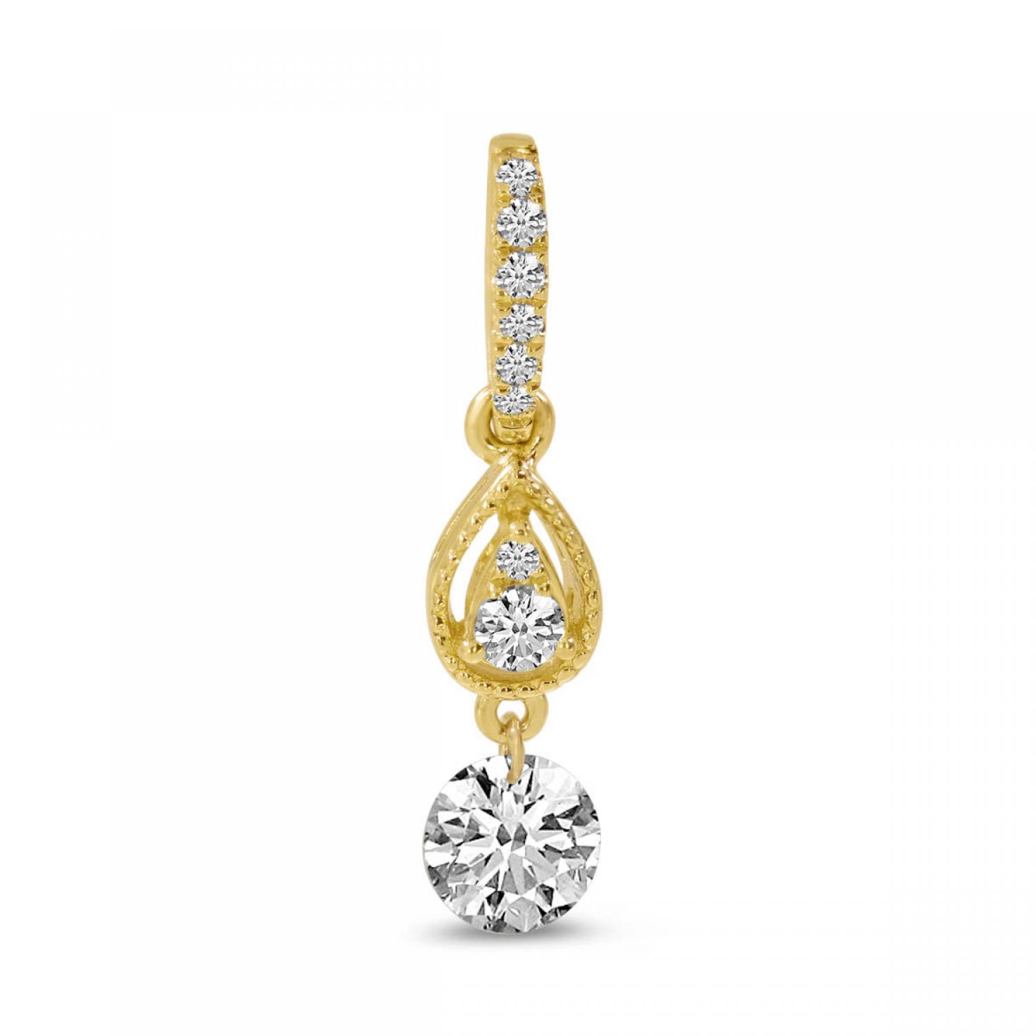 14K Yellow Gold Dashing Diamond Pierced Diamond Teardrop Pendant