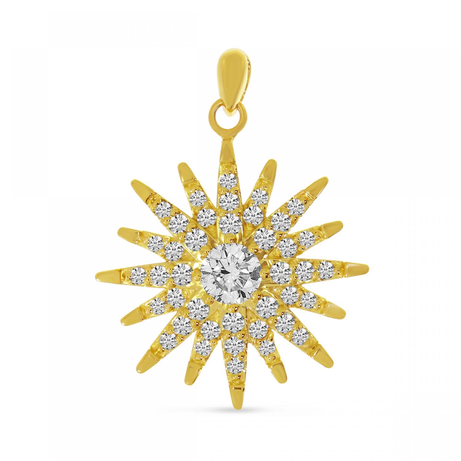 14K Yellow Gold Diamond Starburst Pendant