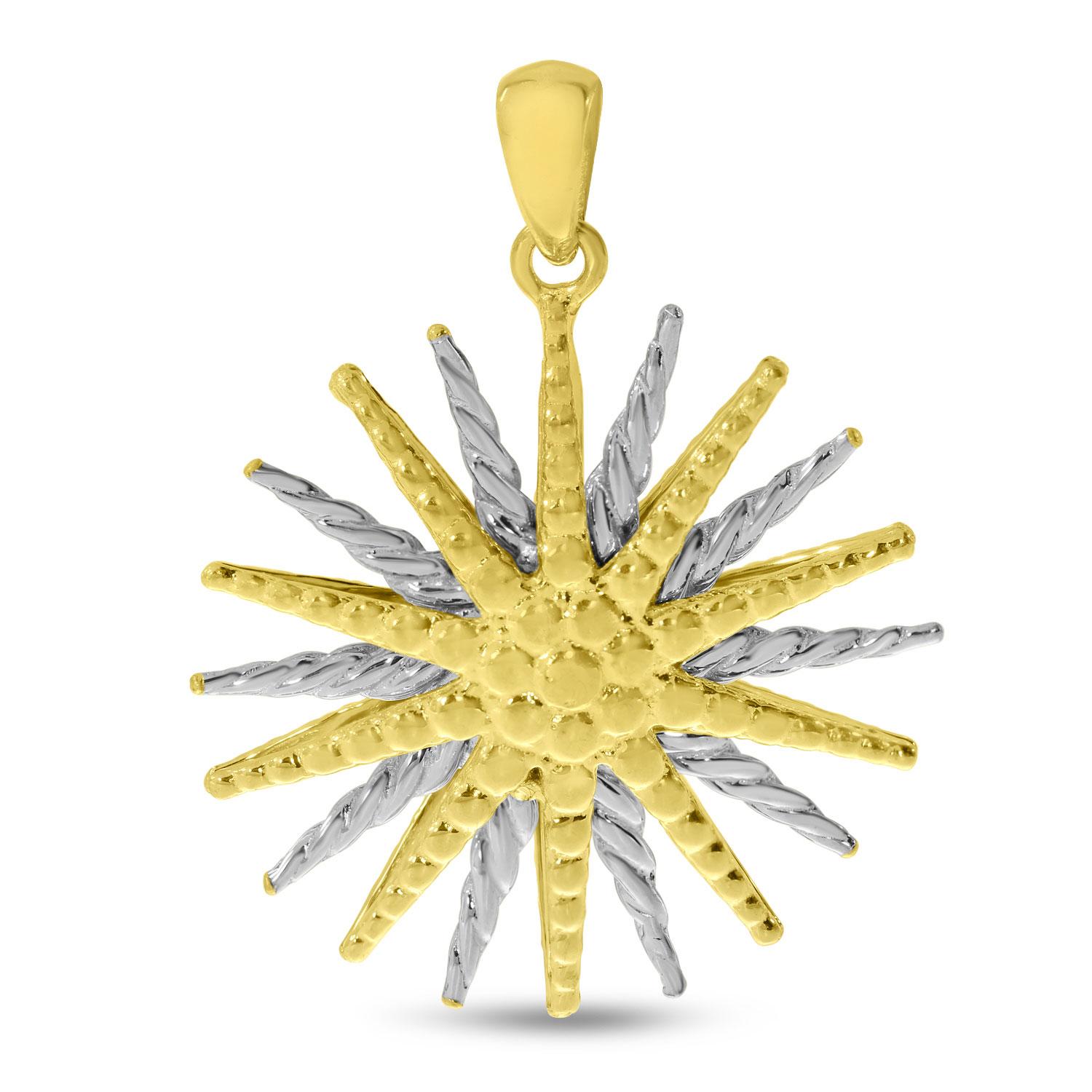 14K Yellow Gold Two-Tone Starburst Pendant