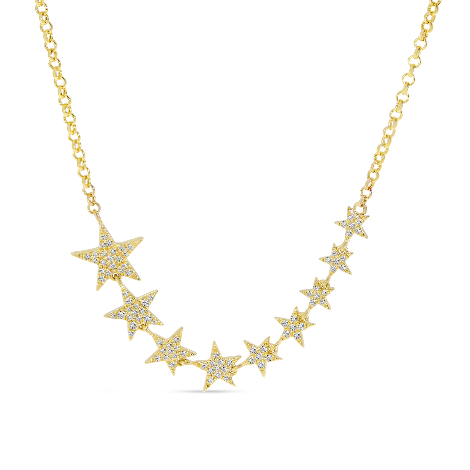 14K Yellow Gold Diamond Star 18 inch Necklace