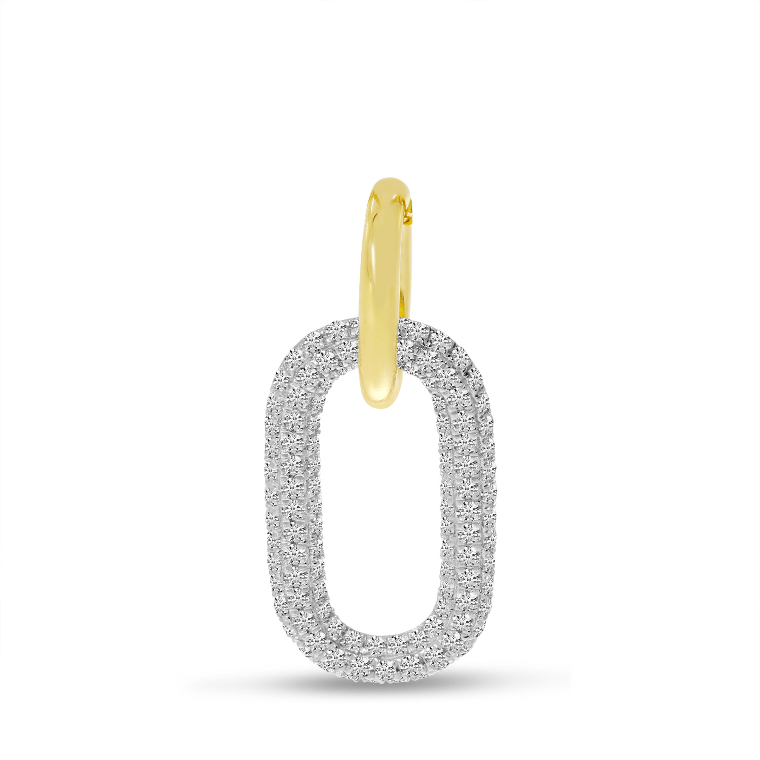 14k Yellow Gold Pave Diamond and Gold Link Pendant
