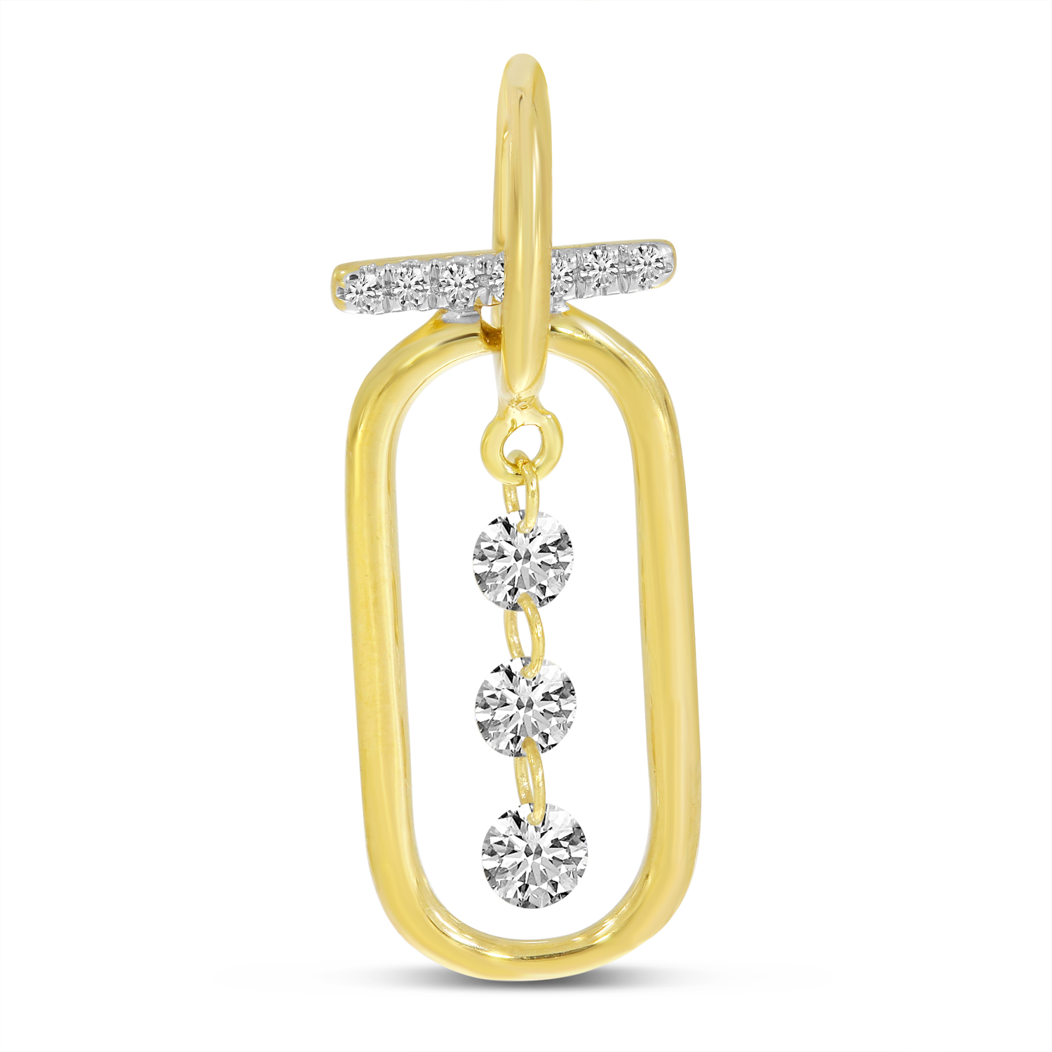 14K Yellow Gold Dashing Diamond Large Paper Clip Pendant