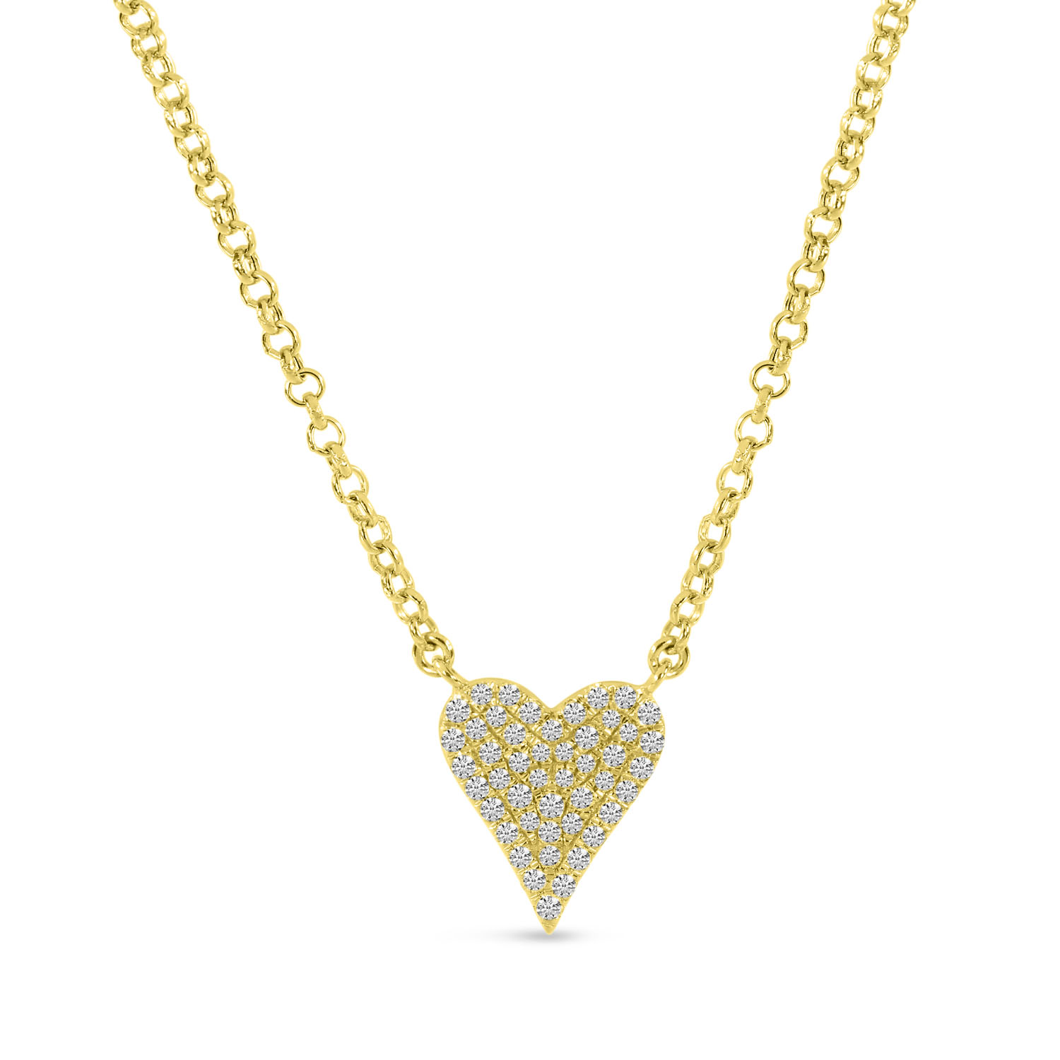 14K Yellow Gold Small Diamond Heart Necklace