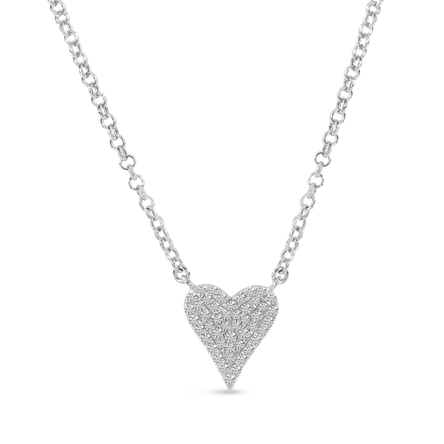 14K White Gold Small Diamond Heart Necklace