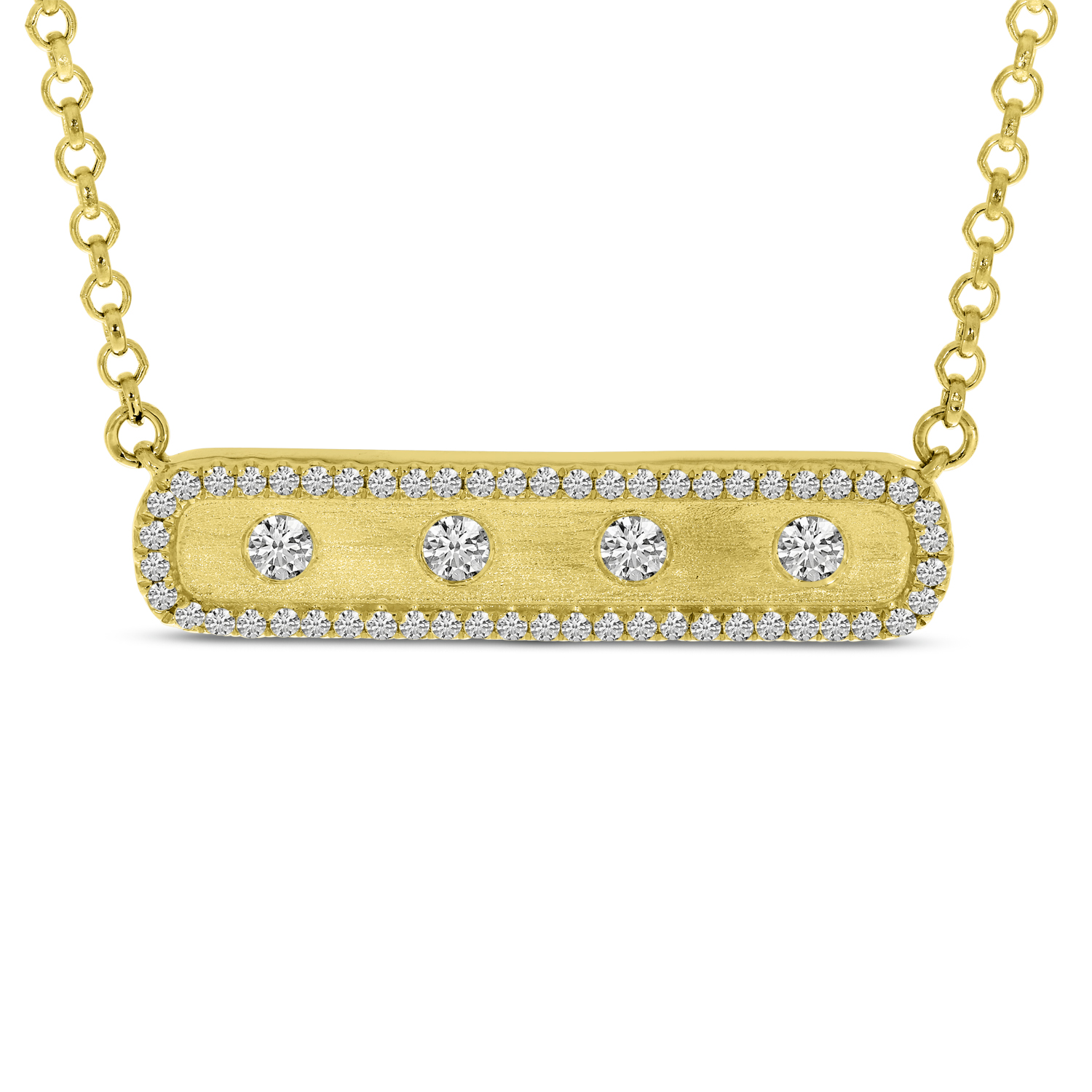 14K Yellow Gold Diamond East 2 West Bar Necklace