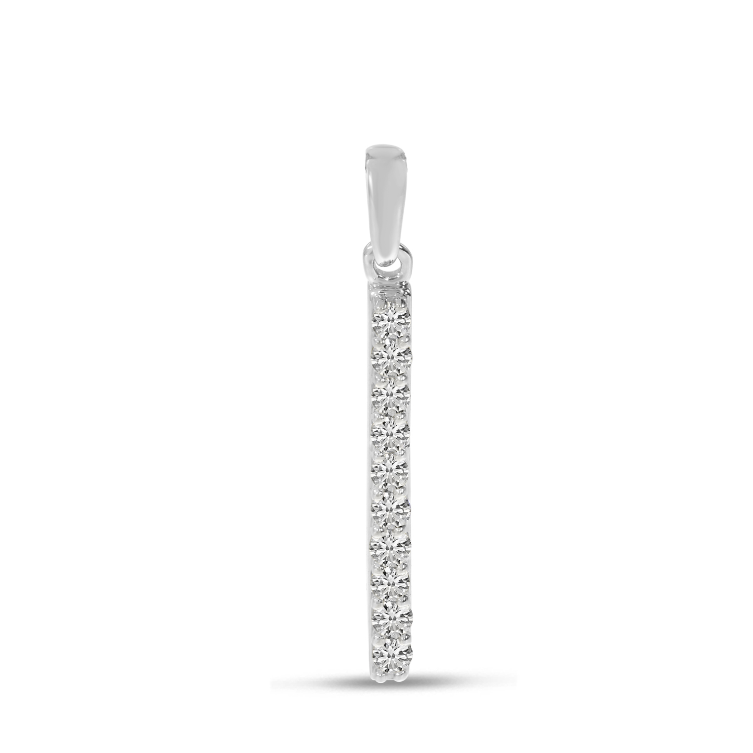 14K White Gold Diamond Bar Pendant