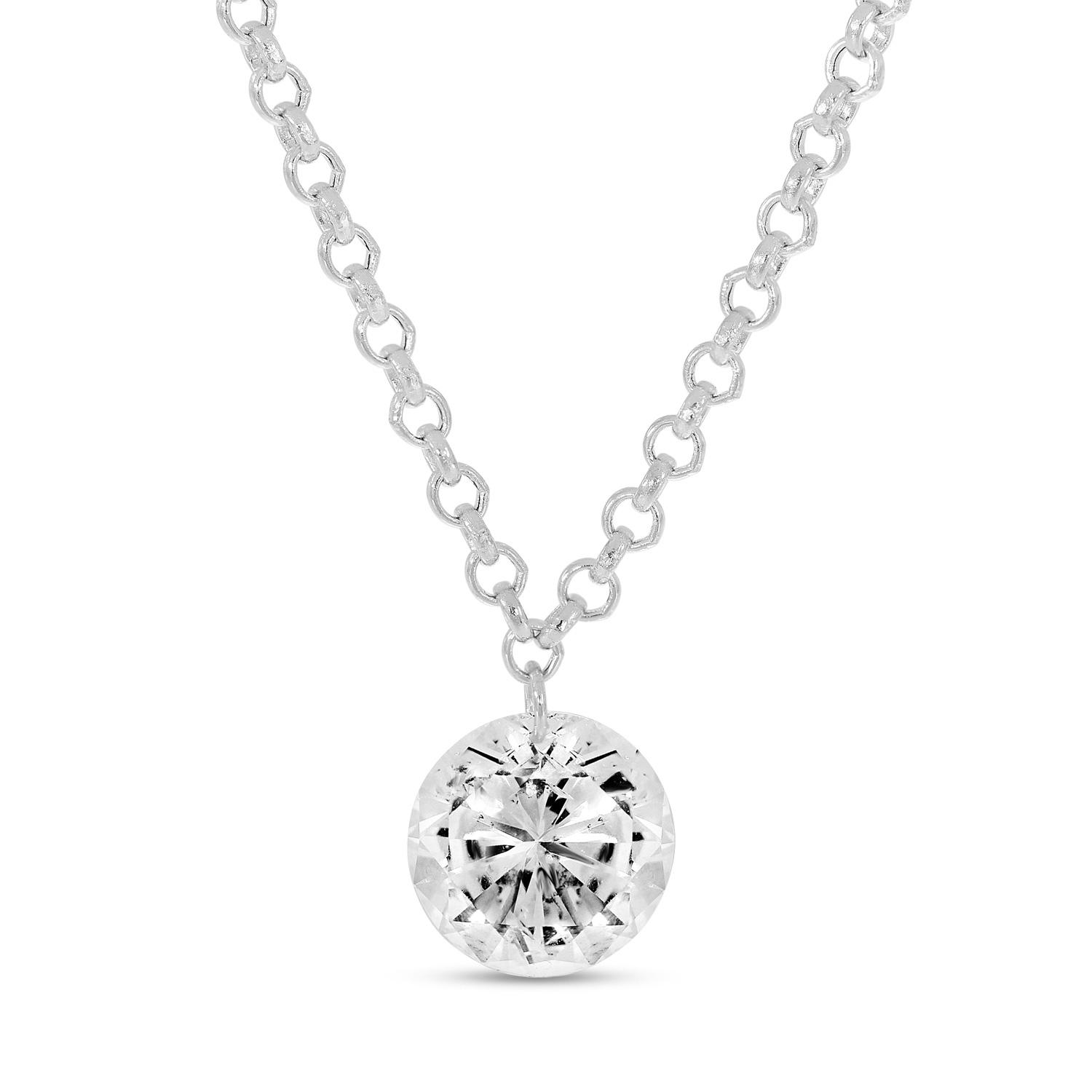 14K White Gold Dashing Diamond Single Pierced Diamond 18 inch Necklace