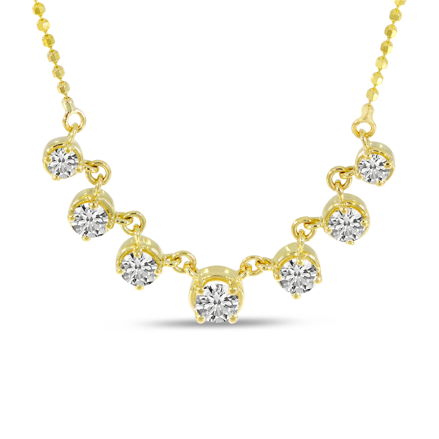 14K Yellow Gold 7 Graduated Diamond Necklace