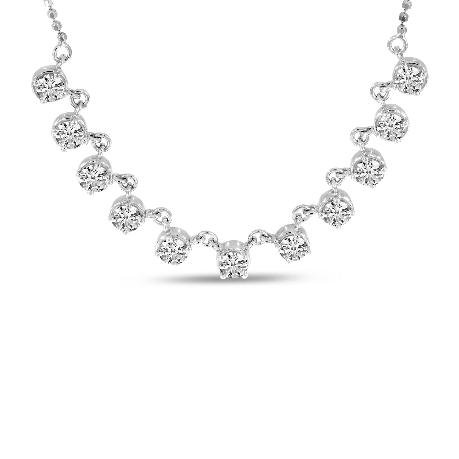 14K White Gold 11 Diamond Necklace