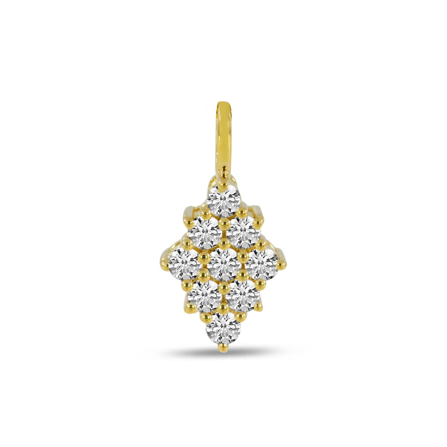 14K Yellow Gold Diamond Shape Clustaire Pendant