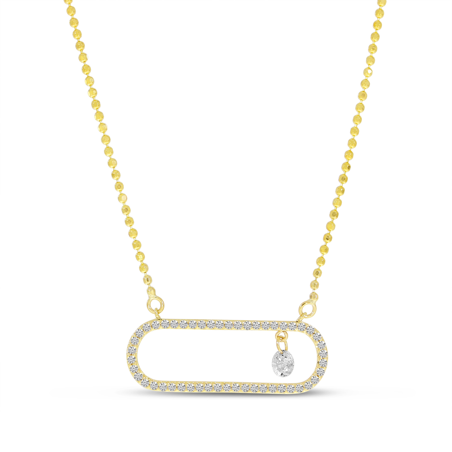 14K Yellow Gold Dashing Diamond In Paperclip Necklace