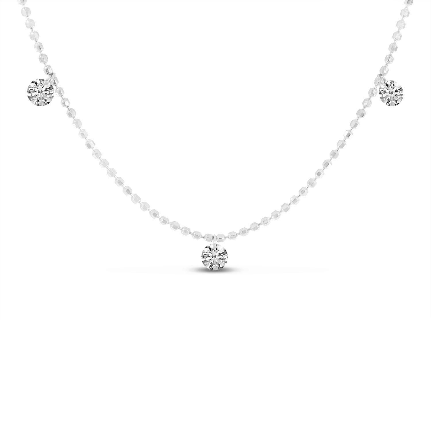 14K White Gold Diamond By the Yard .24 Ct Dashing Diamond 18 inch Necklace