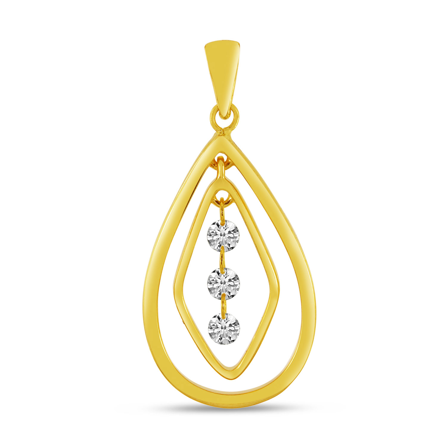 14K Yellow Gold Dashing Diamond Chandelier Pendant