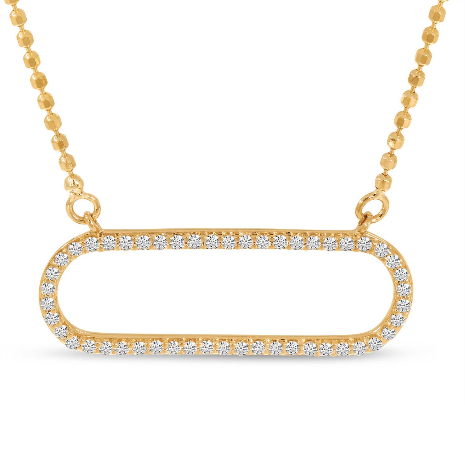 14K Rose Gold Dashing Diamond Open Paperclip Necklace
