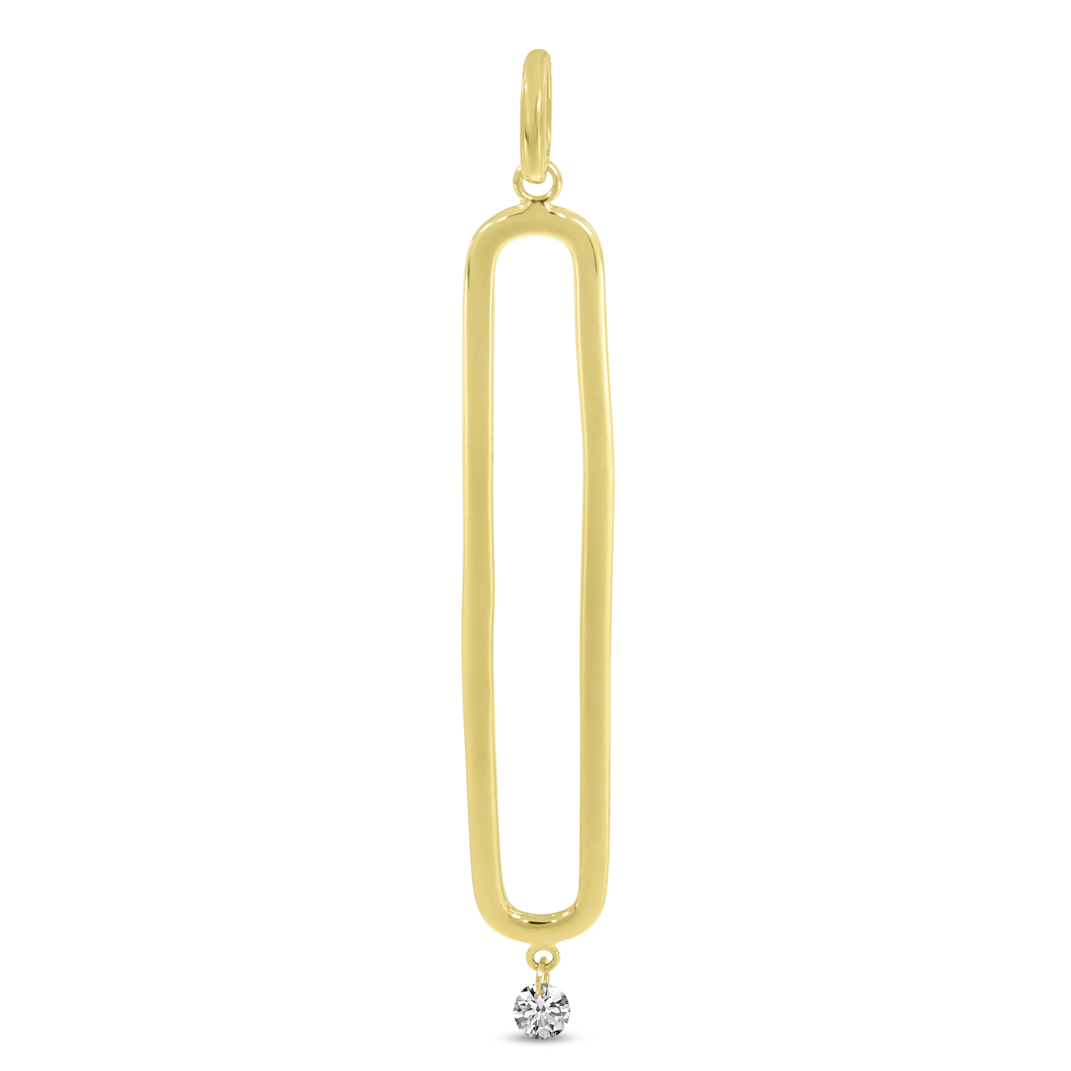 14K Yellow Gold Dashing Diamonds Elongated Pendant