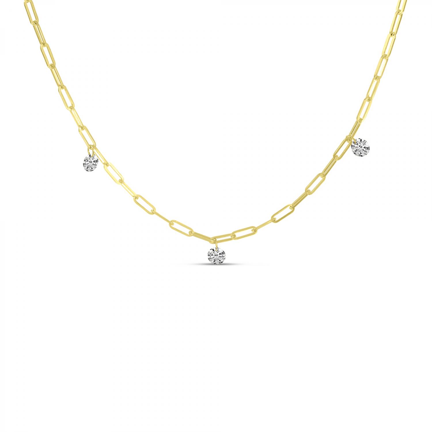 14K Yellow Gold Dashing Diamonds Link Necklace