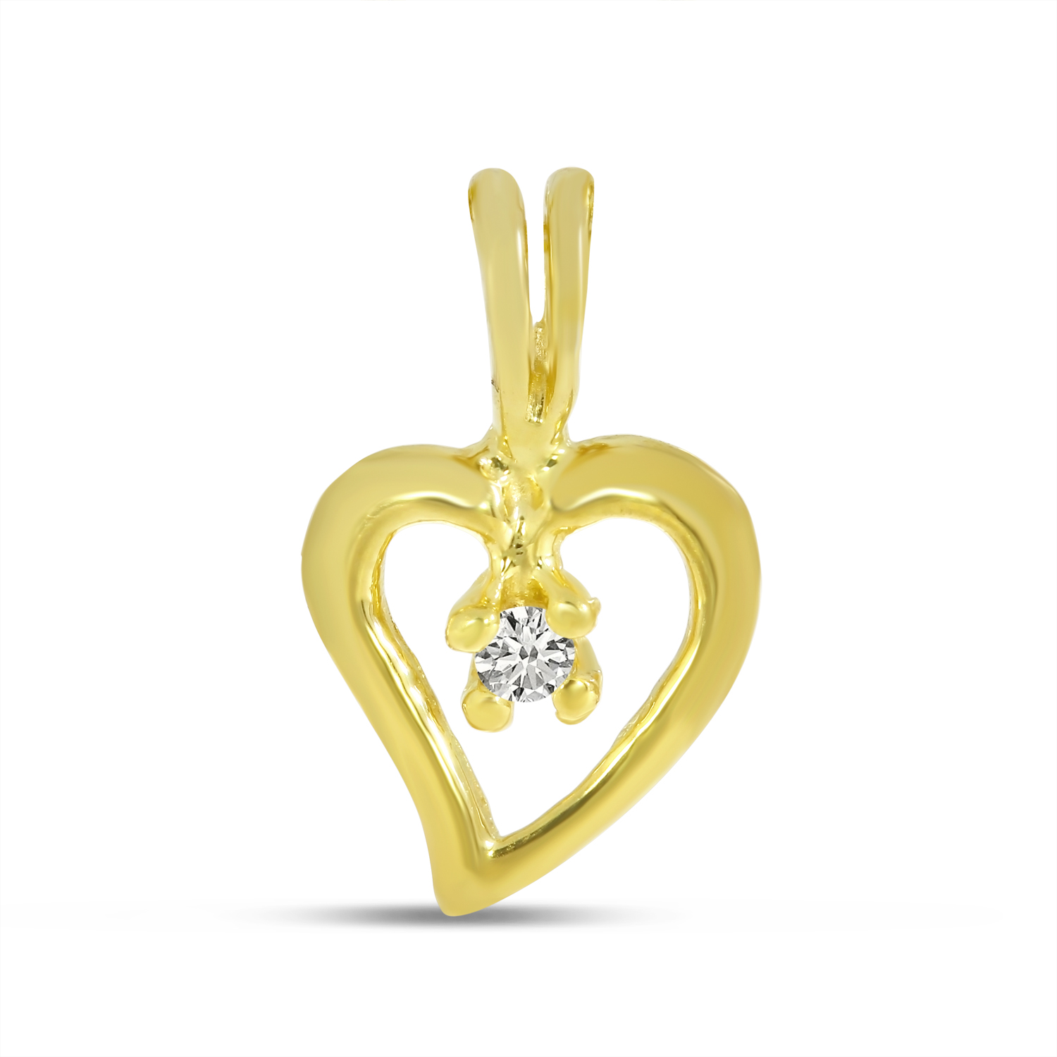 14K Yellow Gold Petite Diamond Heart Pendant