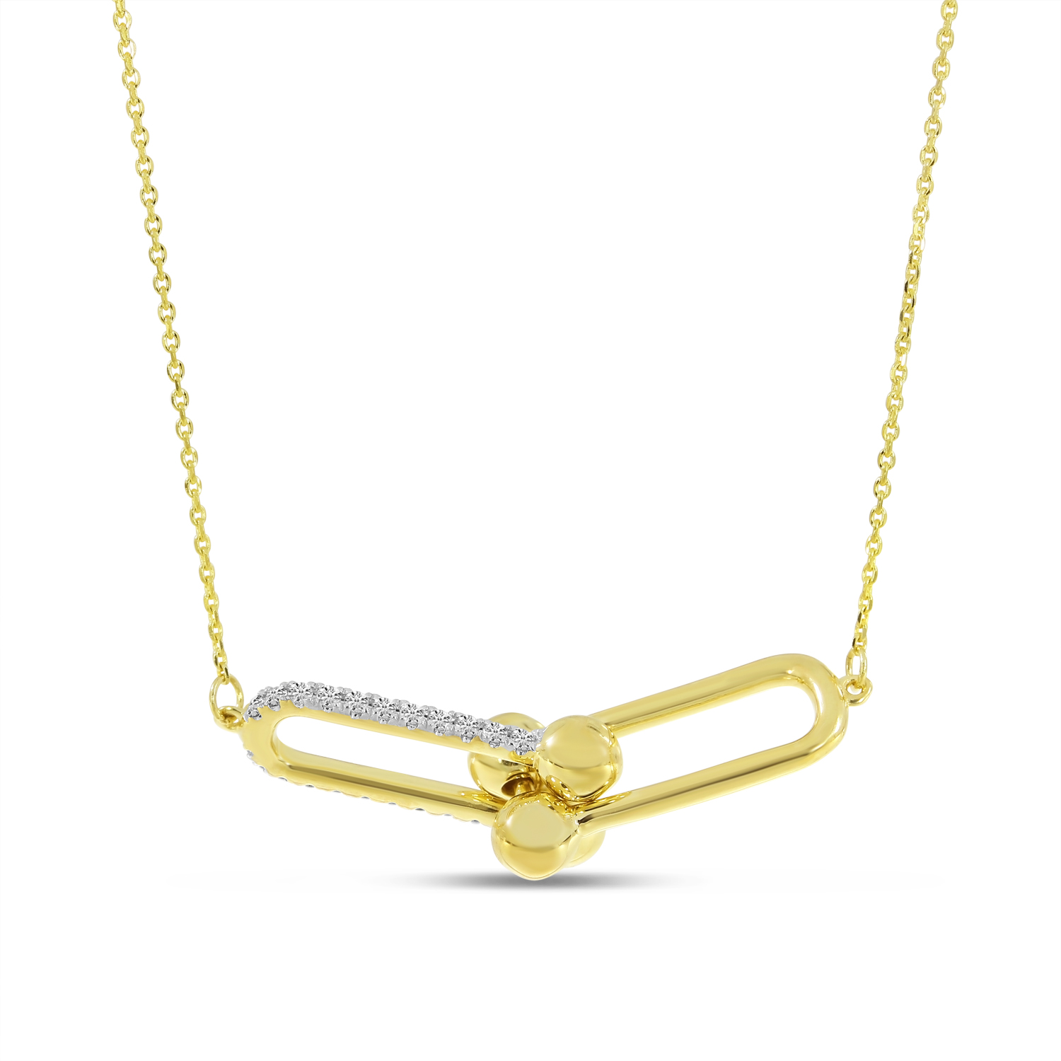 14K Yellow Gold Diamond Double U-Link Necklace