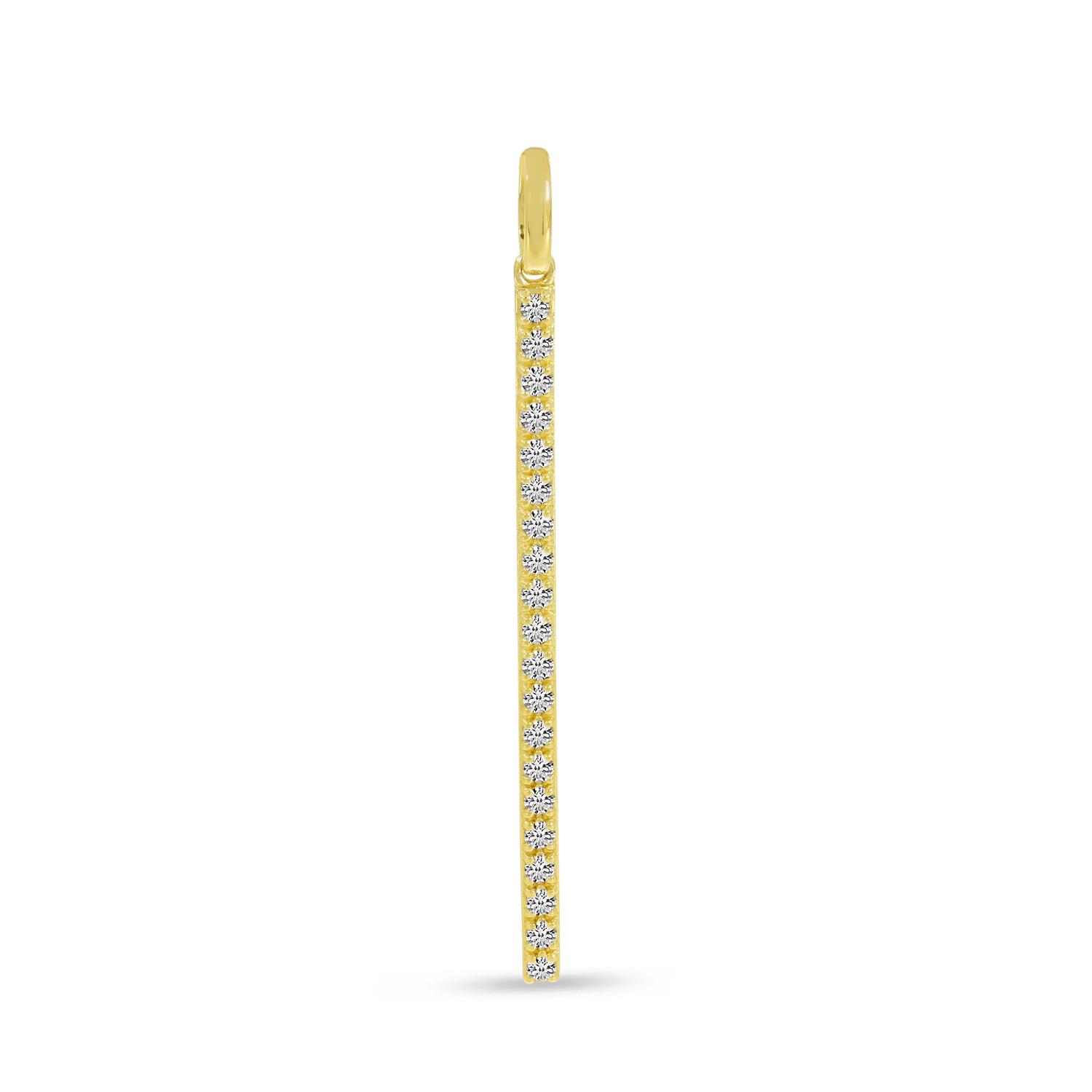14K Yellow Gold Large Diamond Bar Pendant
