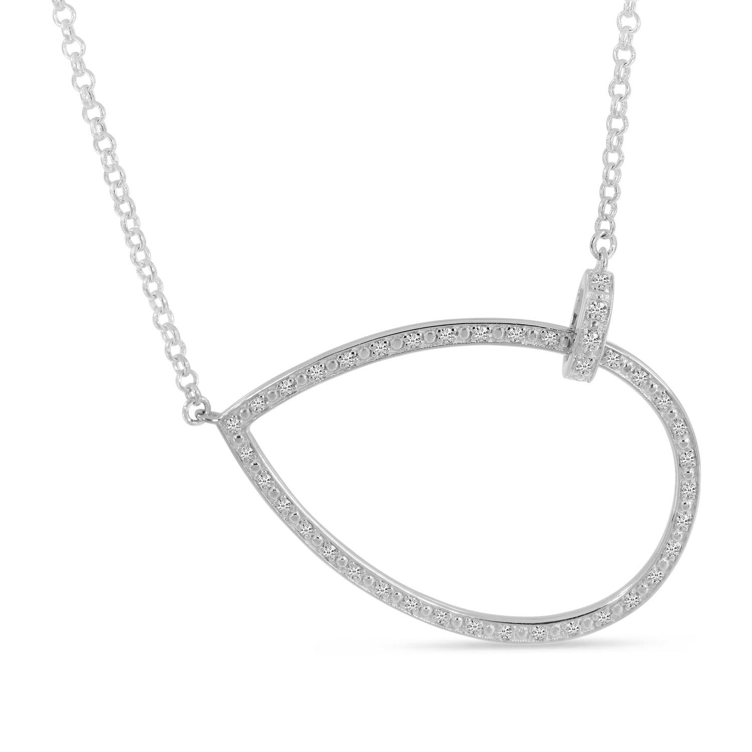 14K White Gold Diamond Open Interlocking Necklace