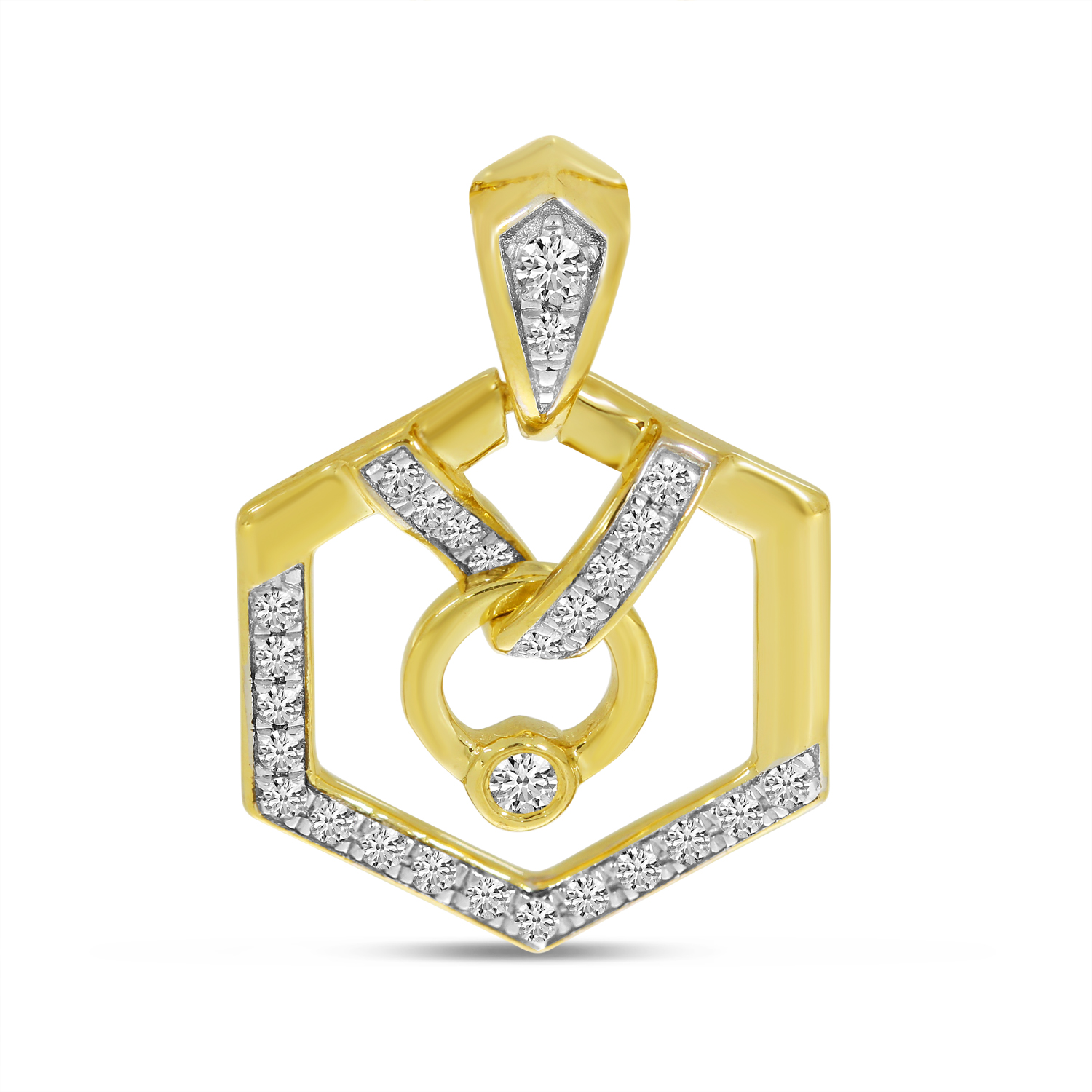 14K Yellow Gold Diamond Geometric Pendant