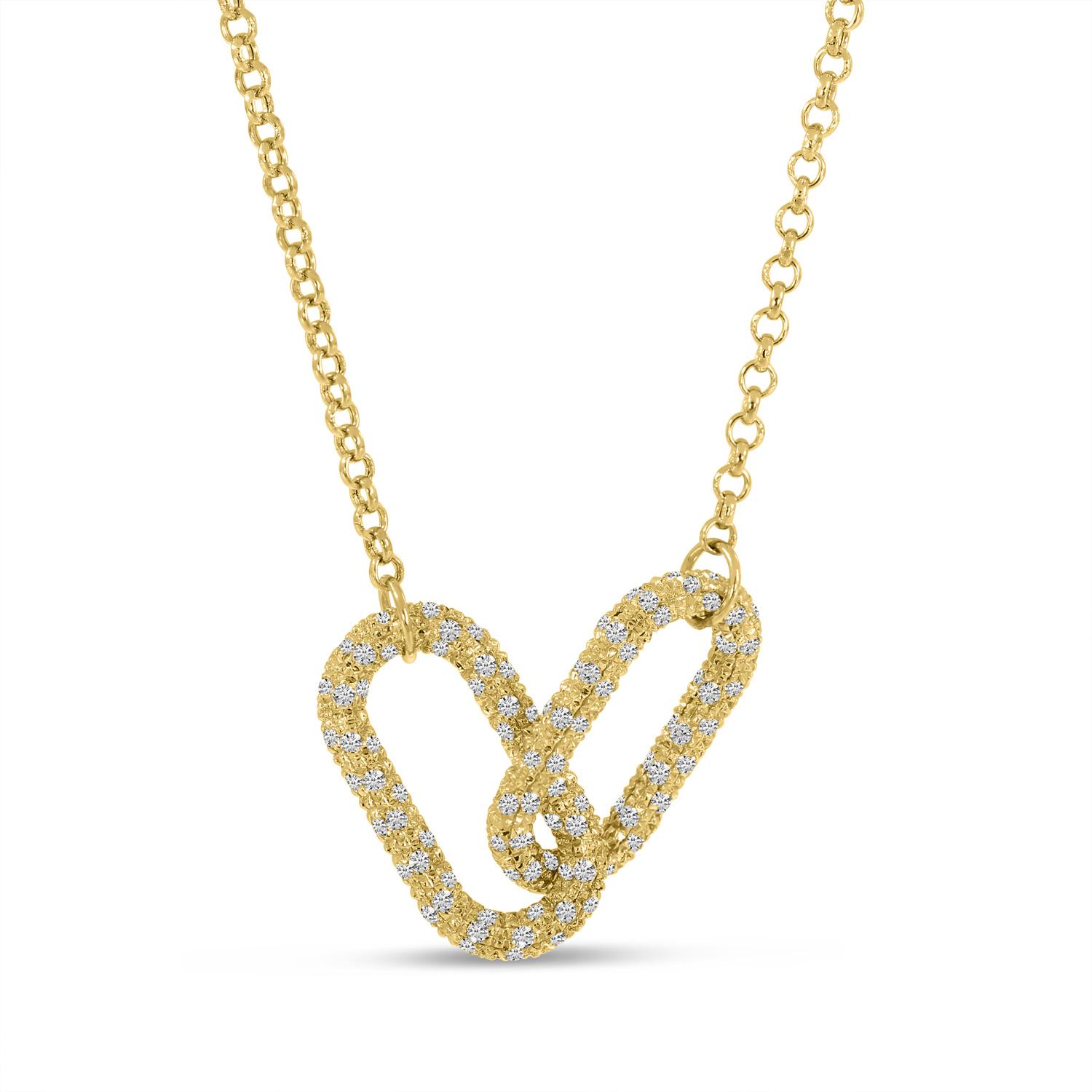 14K Yellow Gold Diamond Interlocking Links Necklace