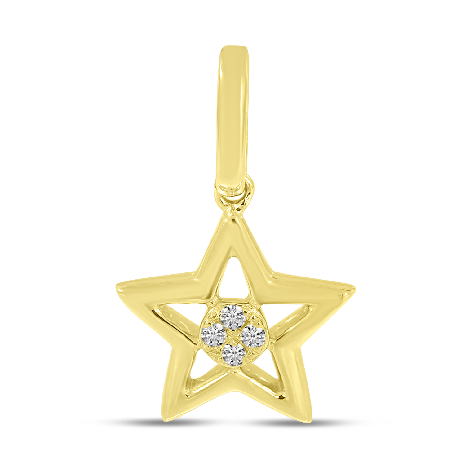 14K Yellow Gold Small Diamond Star Pendant