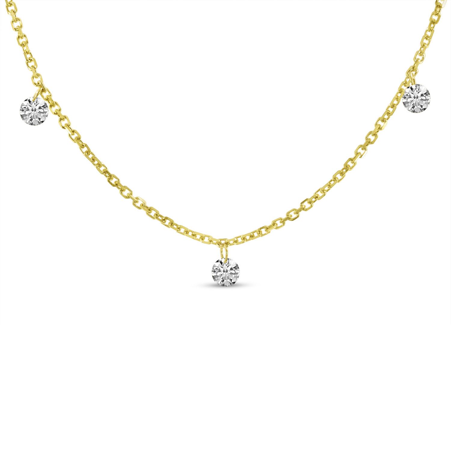 14K Yellow Gold Diamond By the Yard 0.24 Ct Dashing Diamond 18 inch Necklace