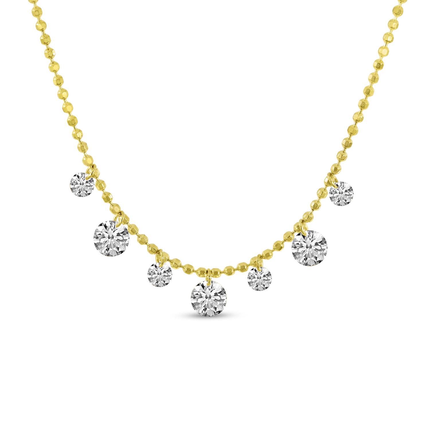 14K Yellow Gold Dashing Diamonds 17 inch Necklace