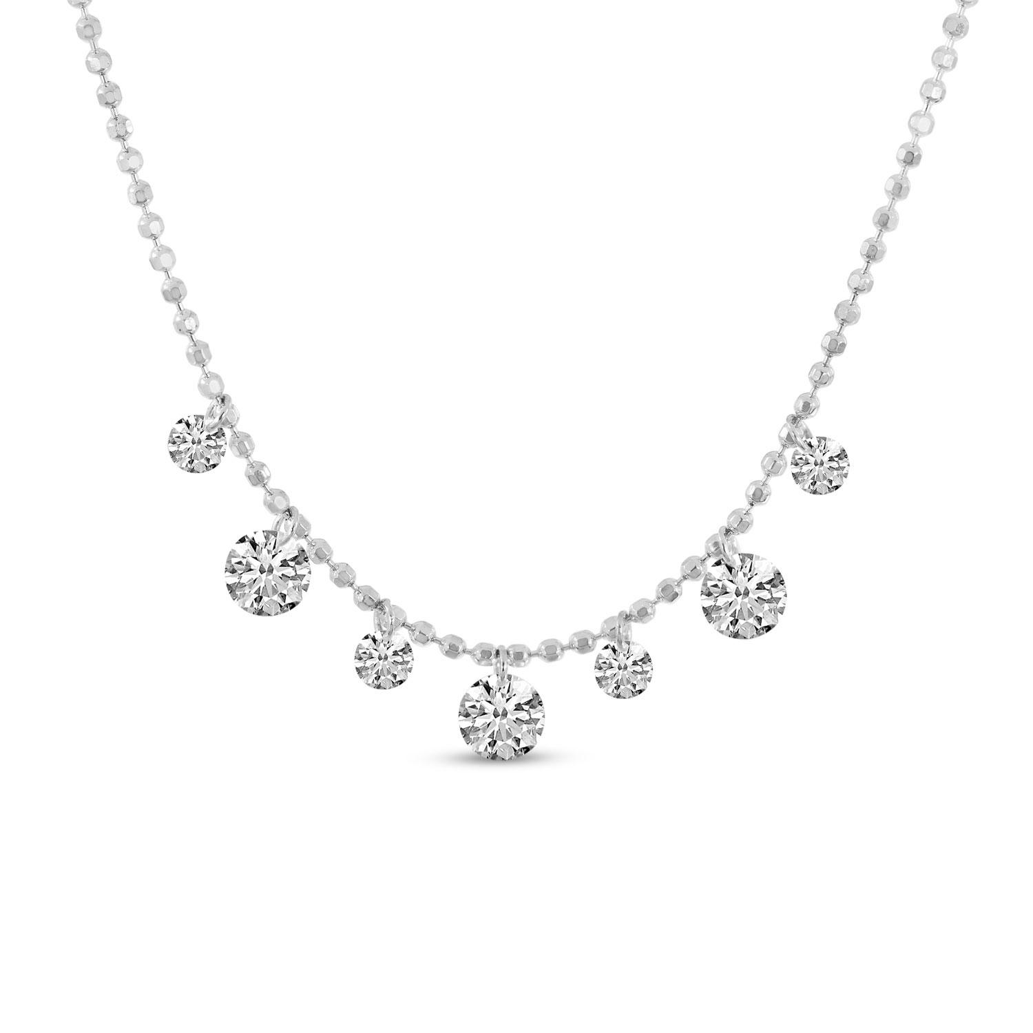 14K White Gold Dashing Diamonds 17 inch Necklace